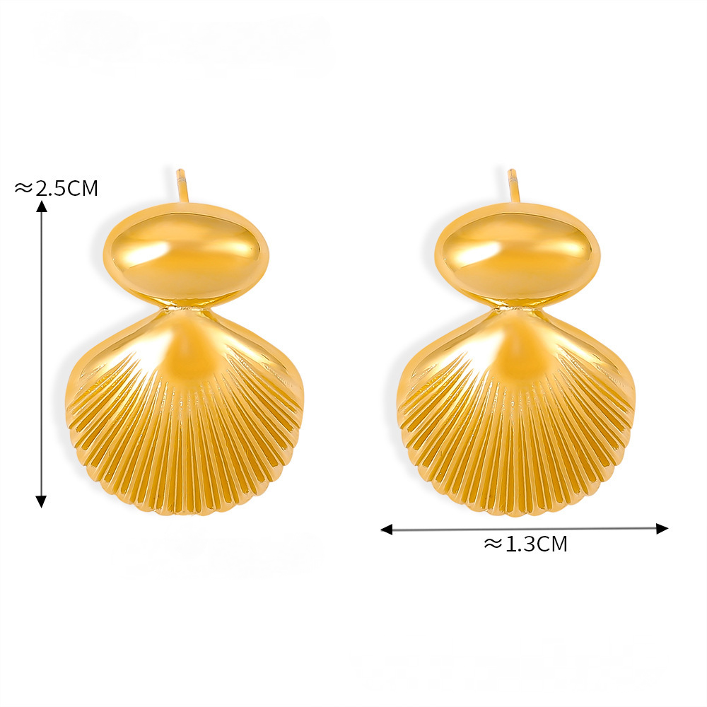 18K Gold PVD Stainless Steel Shell Stud Earrings