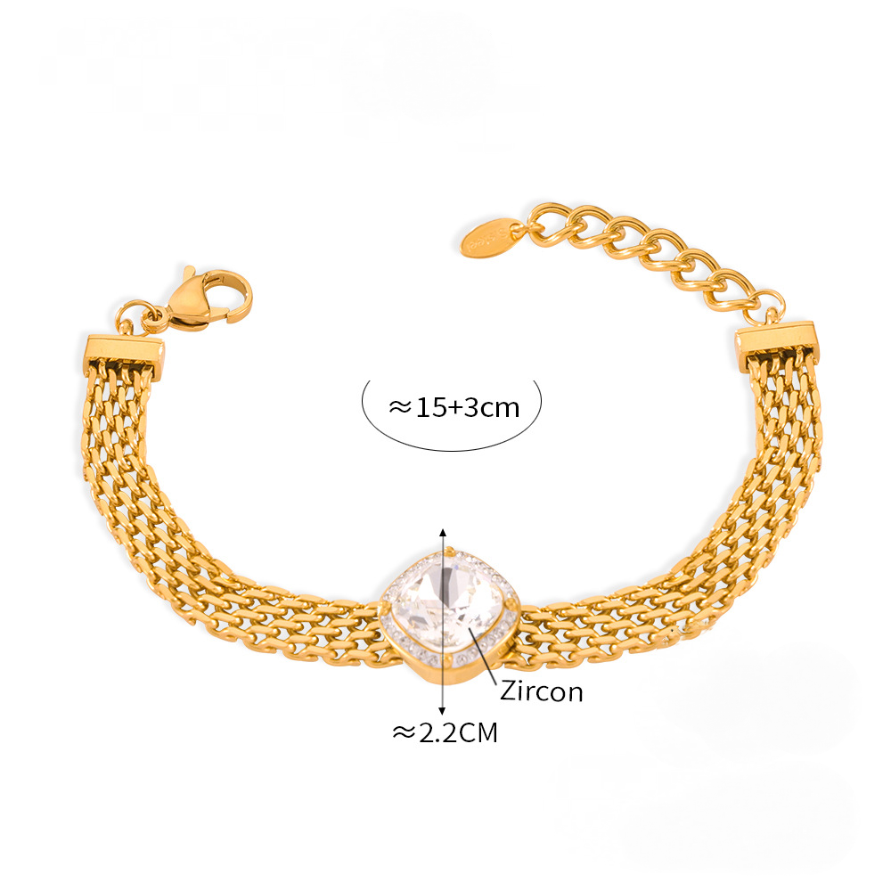 Cubic Zirconia Lariat Necklace Chunky Bracelet Jewelry Suit