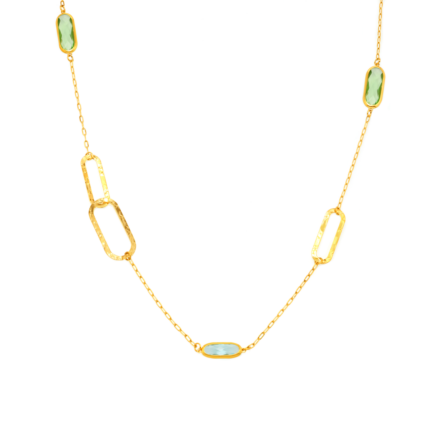 Stainless Steel Double-layer Glass Geometric Necklace