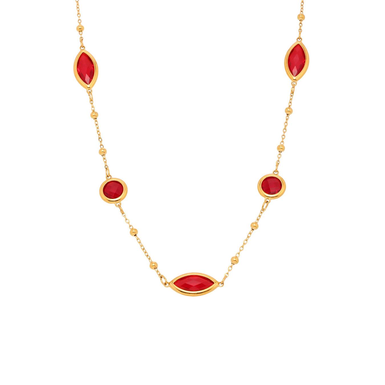 18K Gold PVD Cut Glass Small Steel Ball Necklace