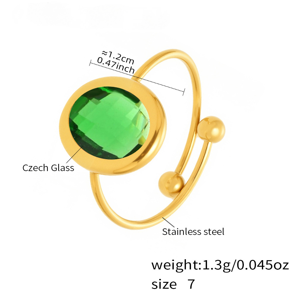 Stainless Steel 18K Gold PVD Cut Glass Steel Ball Ring