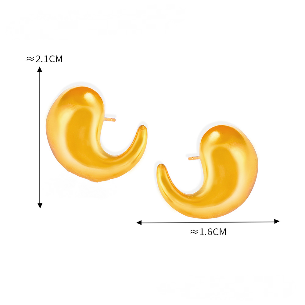 Stainless Steel C-Shape Polished Stud Earrings