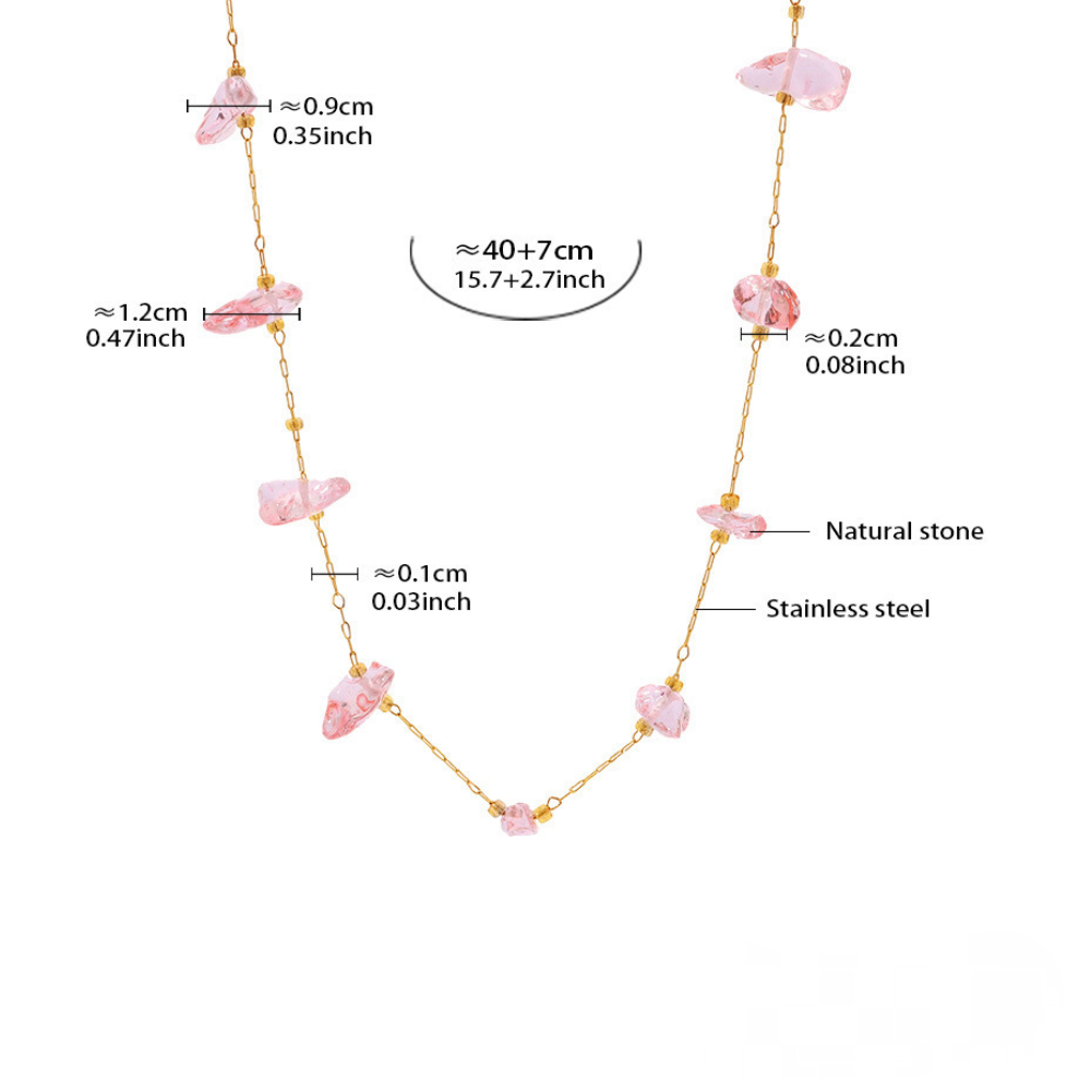 Stainless Steel Irregular Crushed Natural Stone Necklace