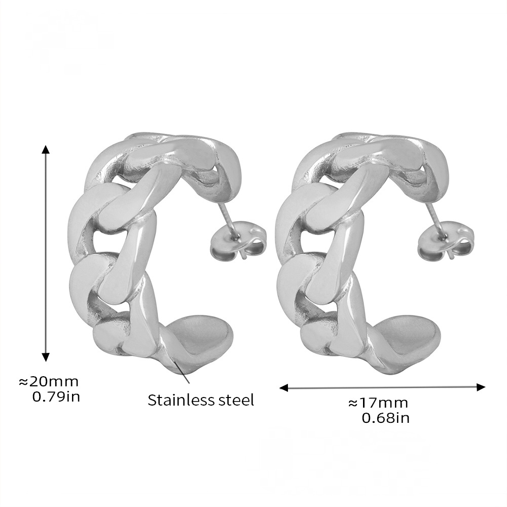Chain Shape Stainless Steel Hoop Earrings