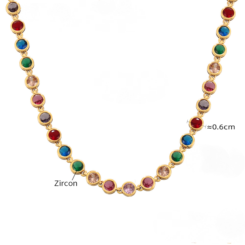 Stainless Steel Round Cubic Zirconia Necklace