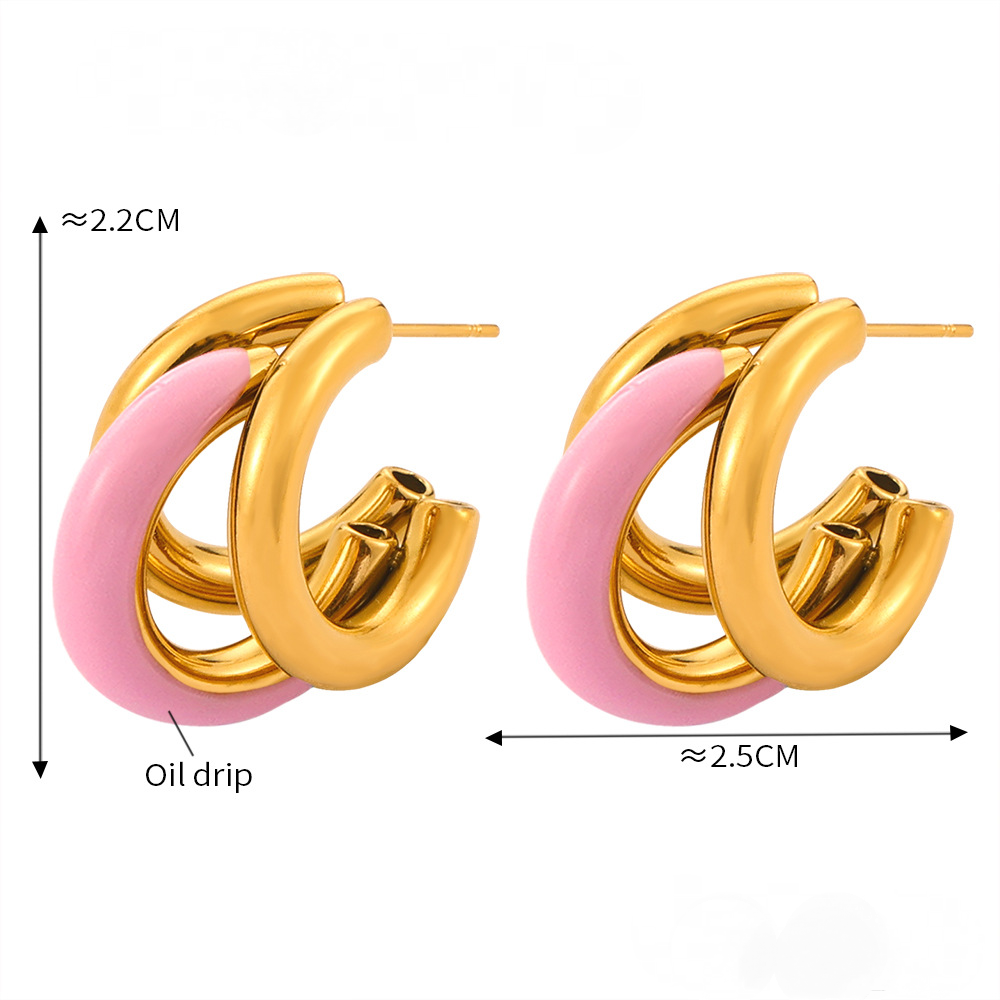 Stainless Steel Irregular Drip Oil Multi-layered Hoop Earrings