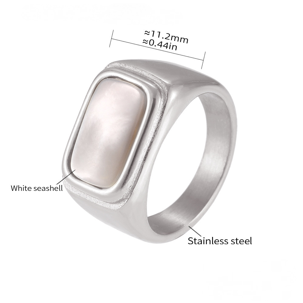 White Sea Shell Stainless Steel Ring
