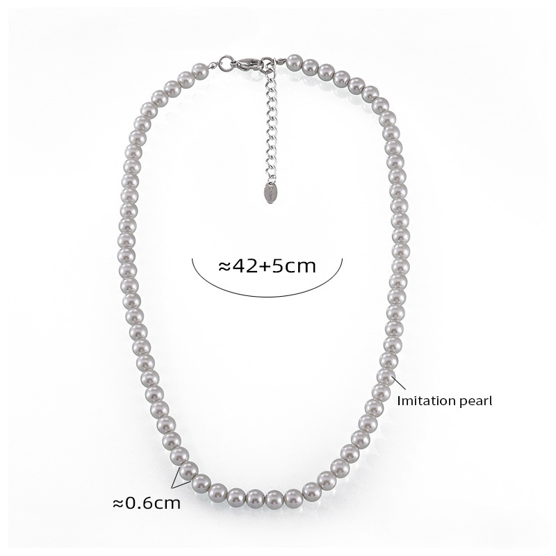 Imitation Pearl Grey & White Necklace