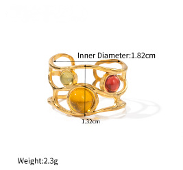 Stainless Steel Natural Tiger's Eye Ring Collection