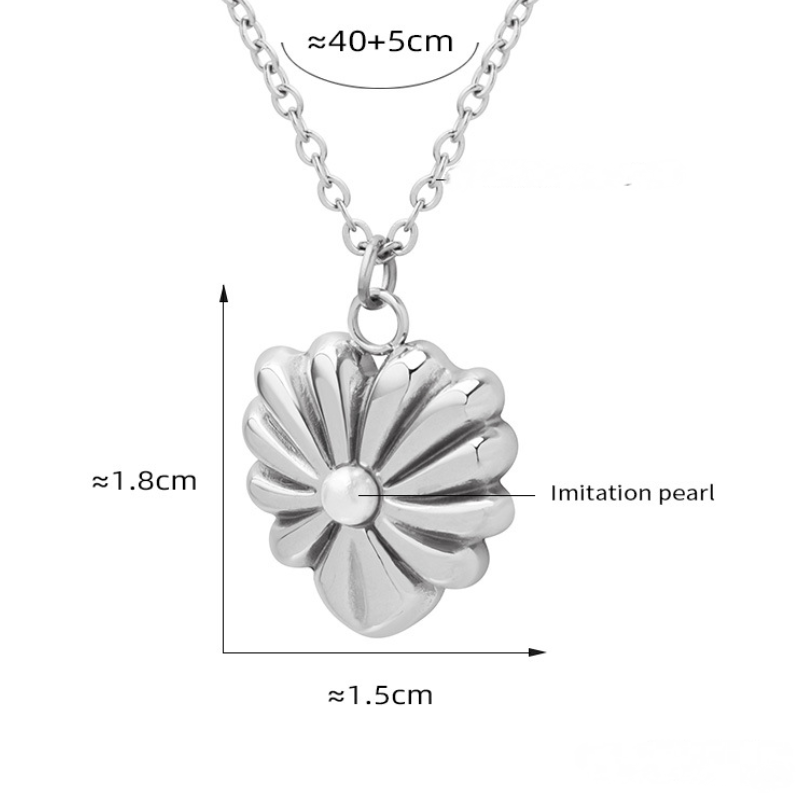 Textured Heart Inlay Imitation Pearl Earrings Necklace Jewelry Suit