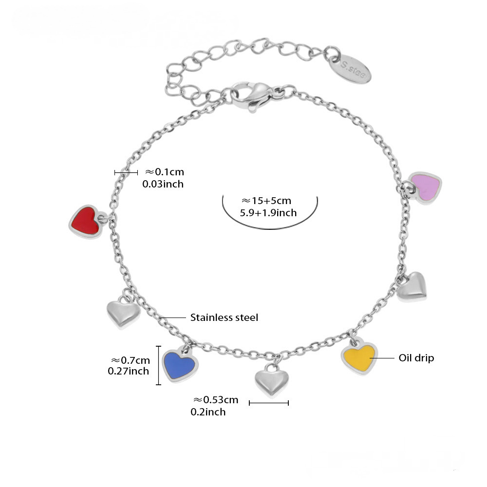 Heart Shaped Oil Drop Pendant Necklace Bracelet Jewelry Set