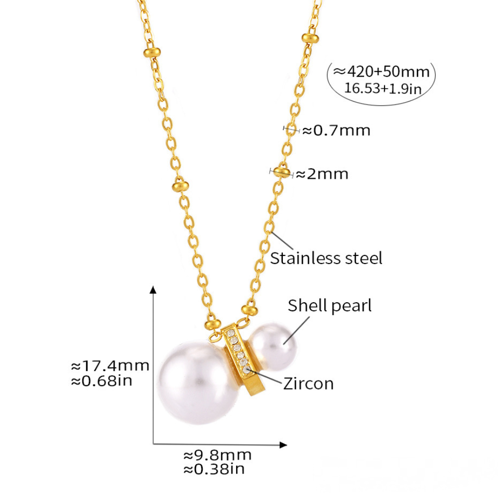 Stainless Steel Imitation Pearl Constellation Symbol Necklace Earrings Jewelry Suit