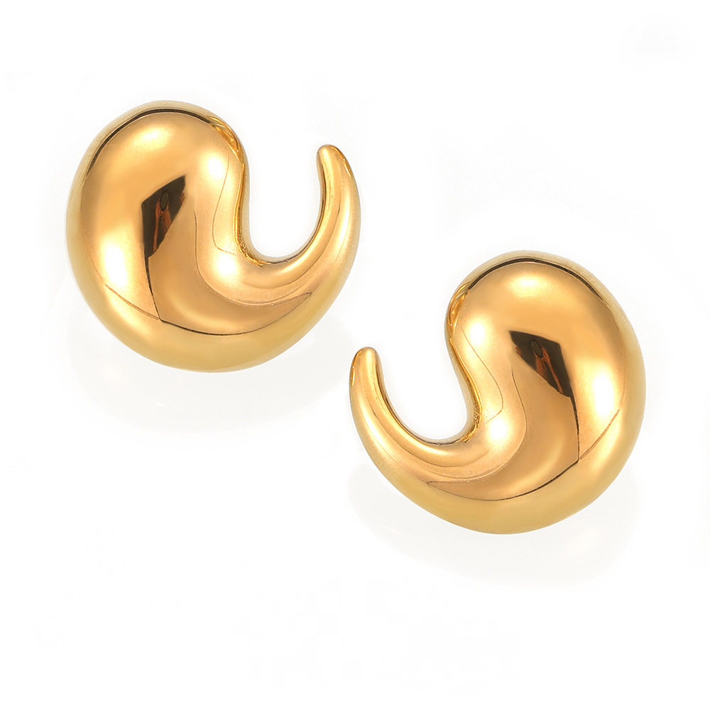 Stainless Steel Curved Water Drop Stud Earrings