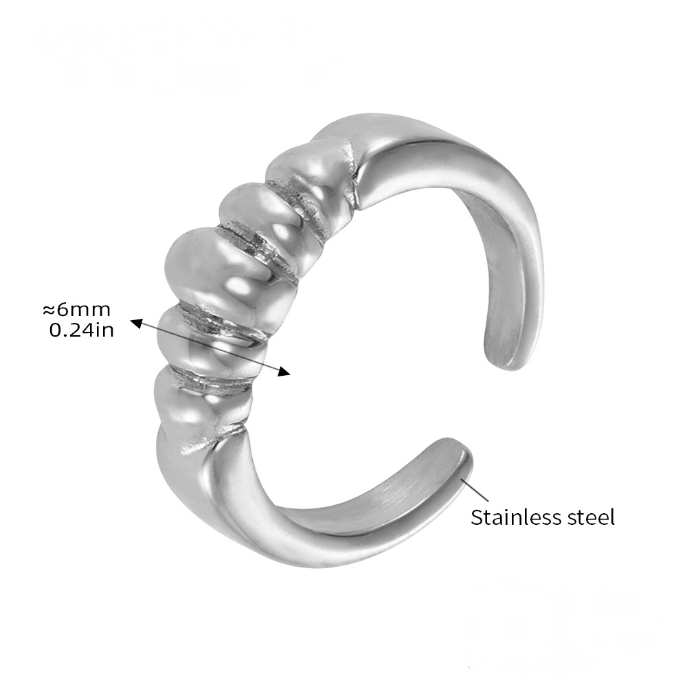 Stainless Steel Textured Cuff Ring