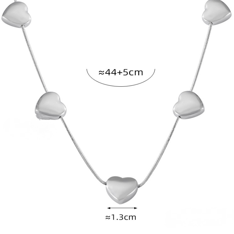 Heart Pendant Snake Chain Necklace Bracelet Jewelry Suit