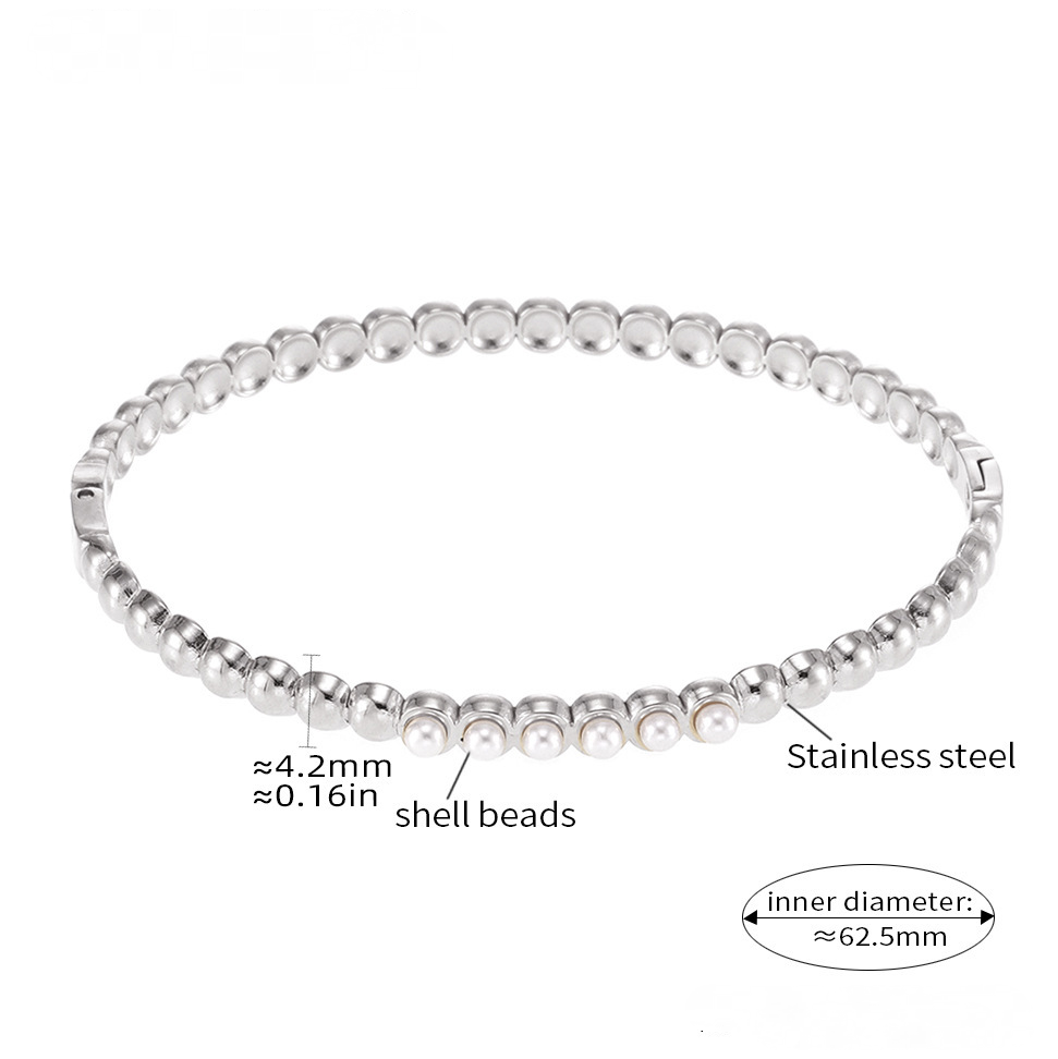 Stainless Steel Cubic Zirconia Pearl Bracelet