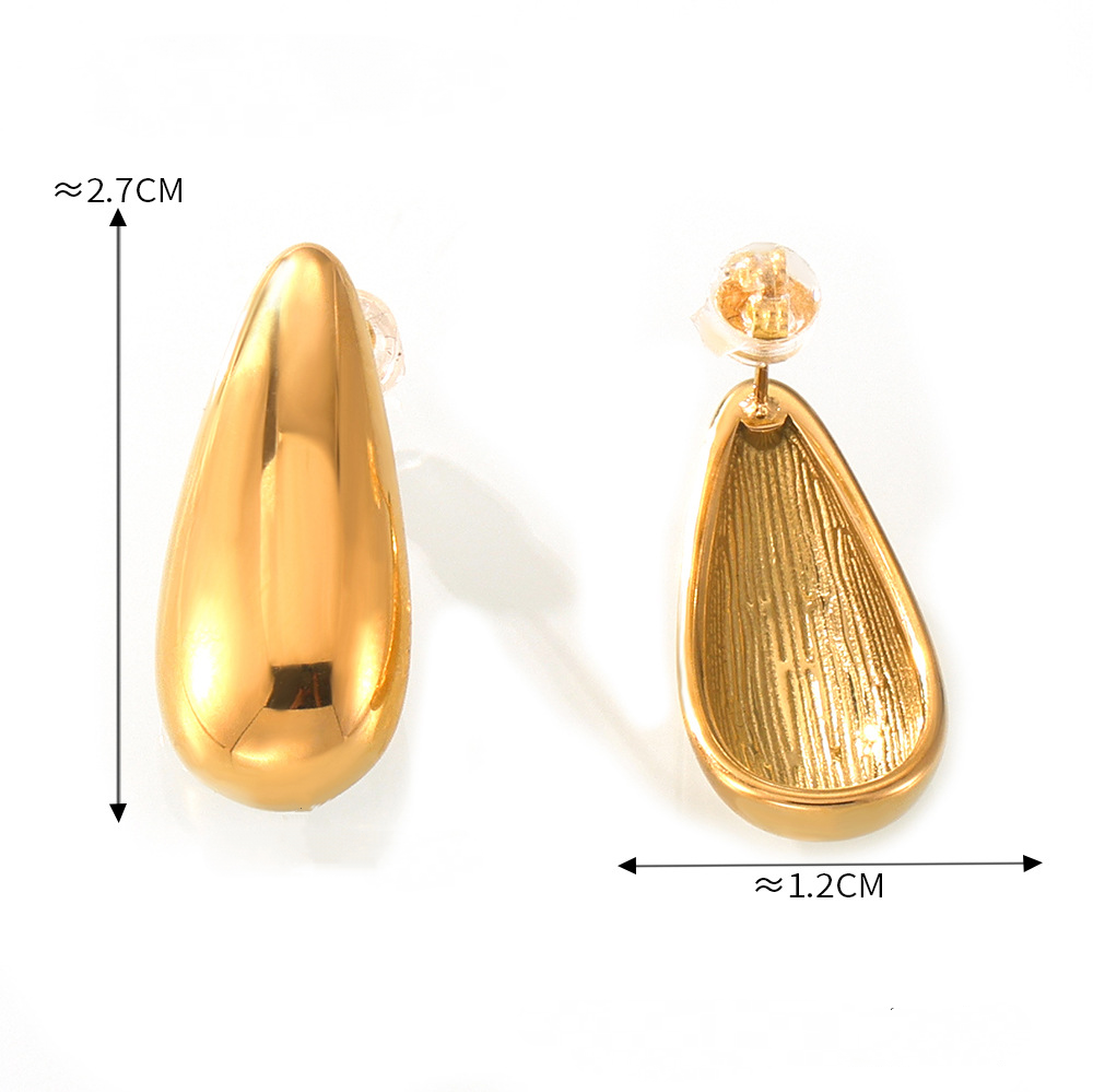 Water Drop Polished Stainless Steel Earrings