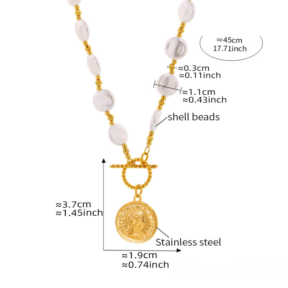 Stainless Steel OT Buckle Elizabeth Portrait Pendant Necklace