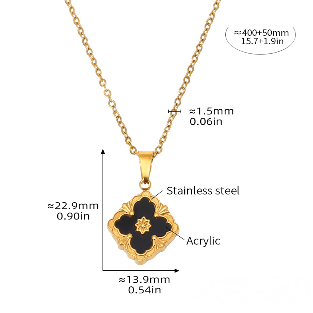 Palace Style Four-leaf Flower Bracelet Necklace Earrings Jewelry Suit