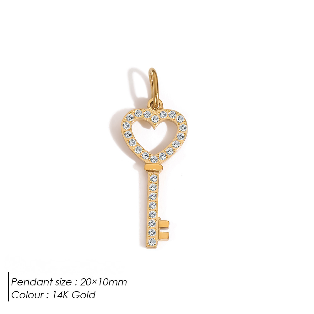 Stainless Steel Heart-shaped Small Key Pendant