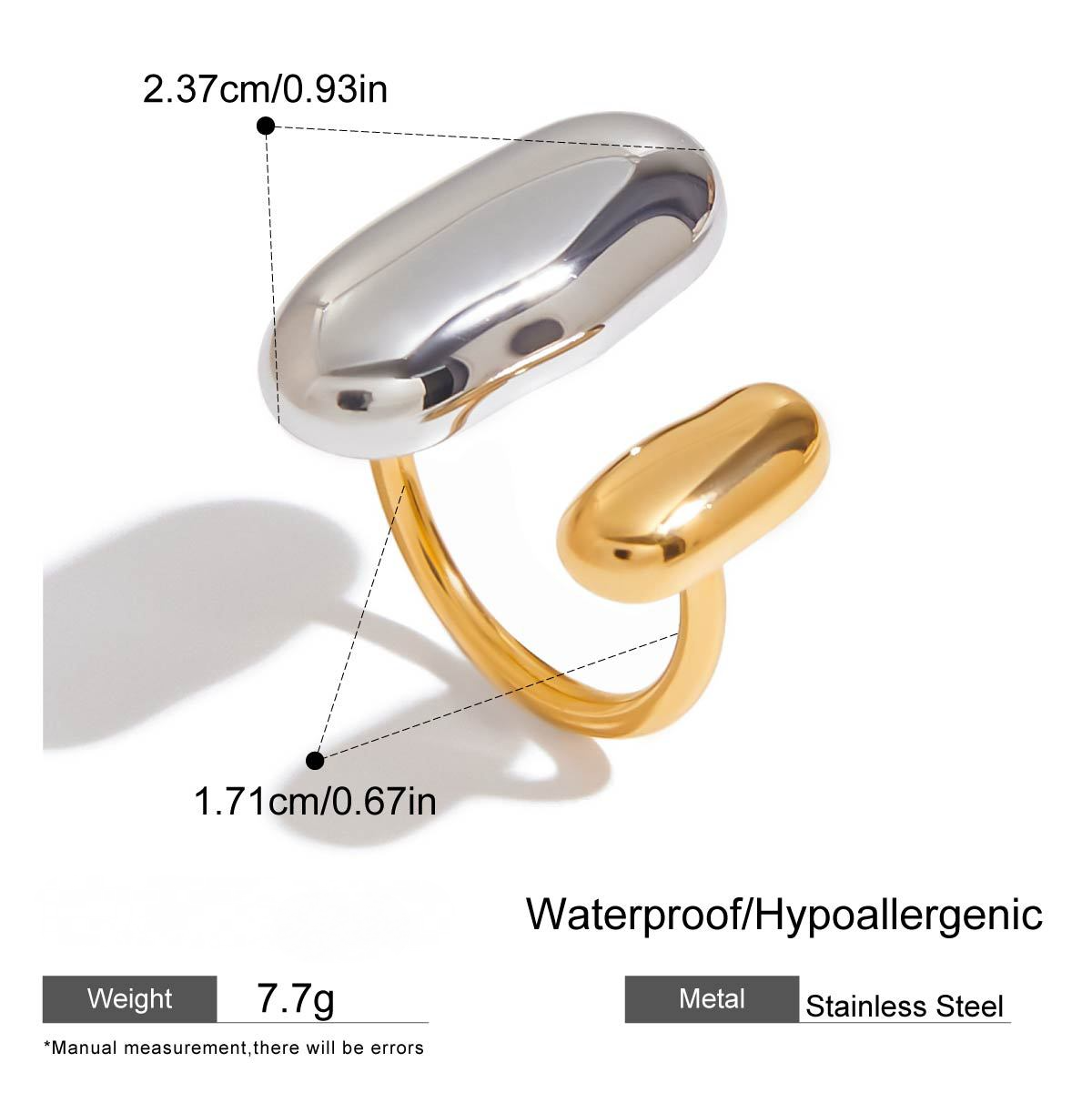 Stainless Steel 18K Gold PVD Oval-shaped Open Ring