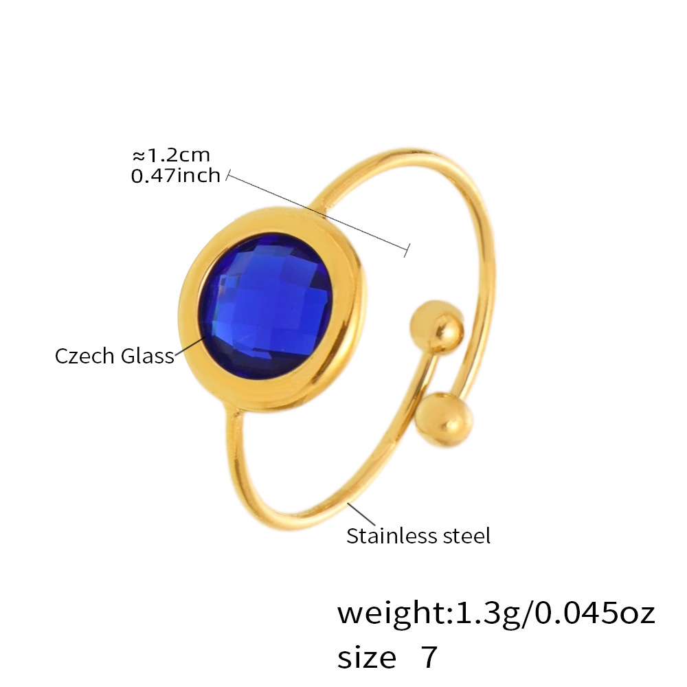 Light Luxury Crystal Round Glass Bead Ring