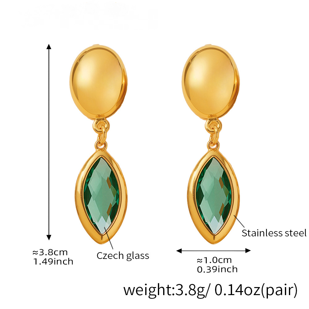 18K Gold PVD Cut Czech Crystal Glass Earrings
