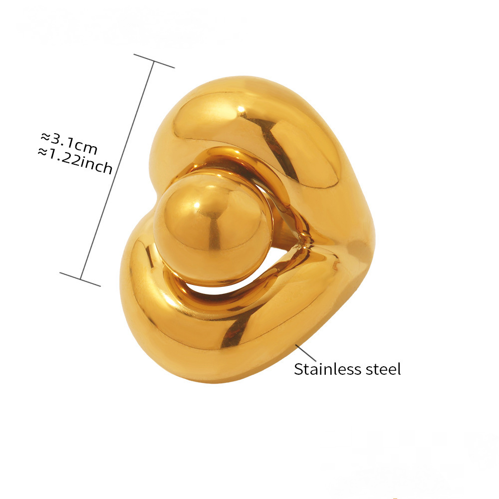 Stainless Steel 18K Gold PVD Double Layer Ball Ring