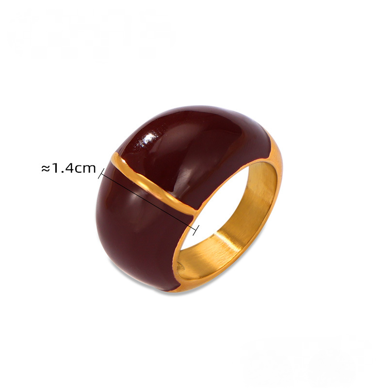 18K Gold PVD Drop Oil Stainless Steel Ring
