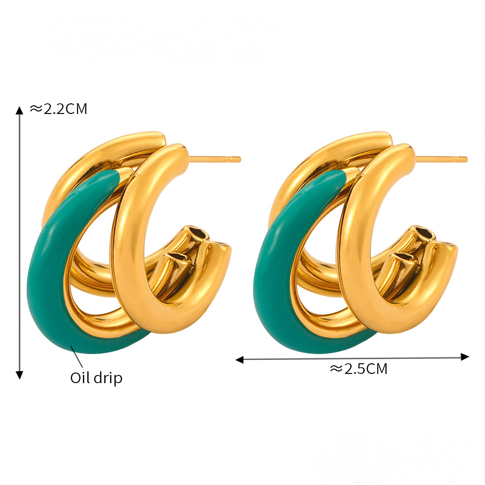 Stainless Steel Irregular Drip Oil Multi-layered Hoop Earrings