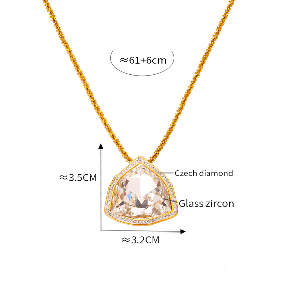 Geometric Pendant Inlay Glass Zirconia Necklace Bracelet Jewelry Suit
