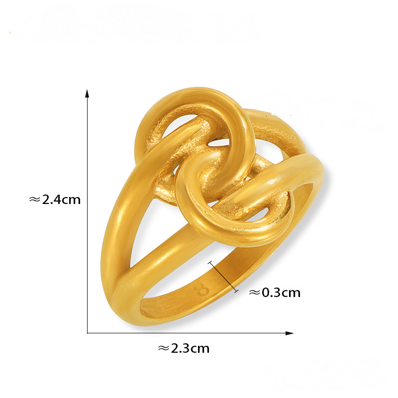 Double Layer Line Hollow Design Stainless Steel Ring