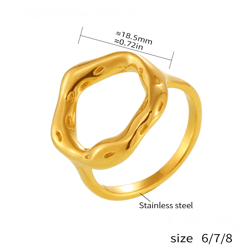 Irregular Round Stainless Steel Ring Earrings Jewelry Suit