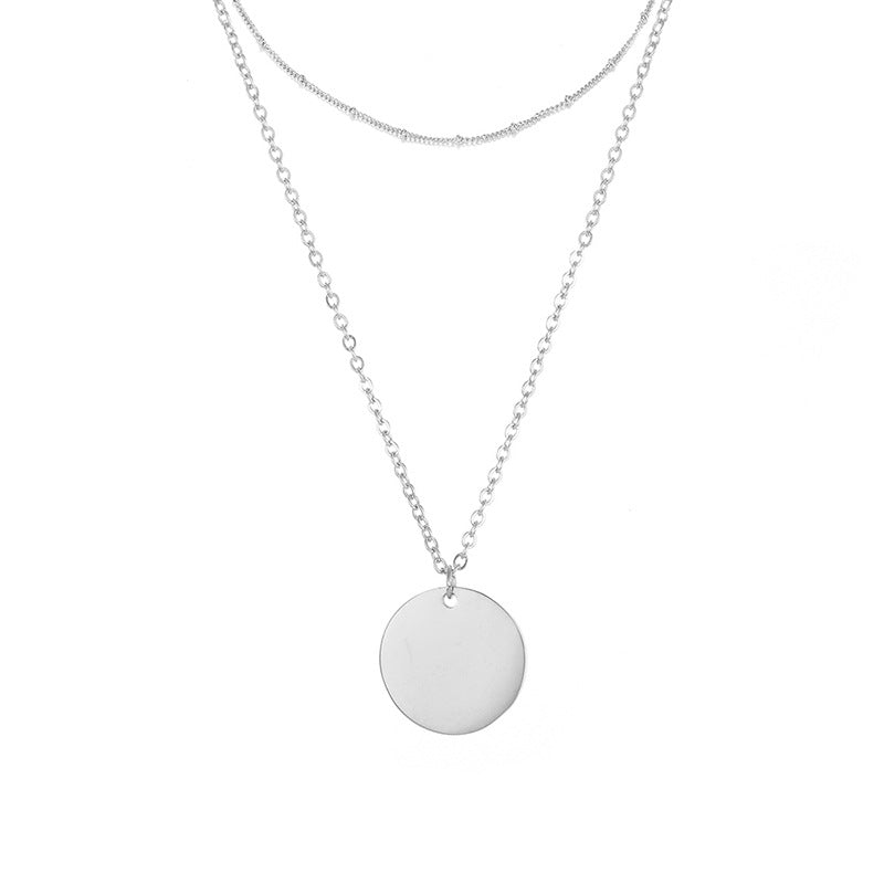 13mm Stainless Steel Double Layered Blank Necklace