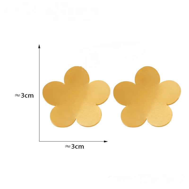 Stainless Steel Polished Big Flower Stud Earrings