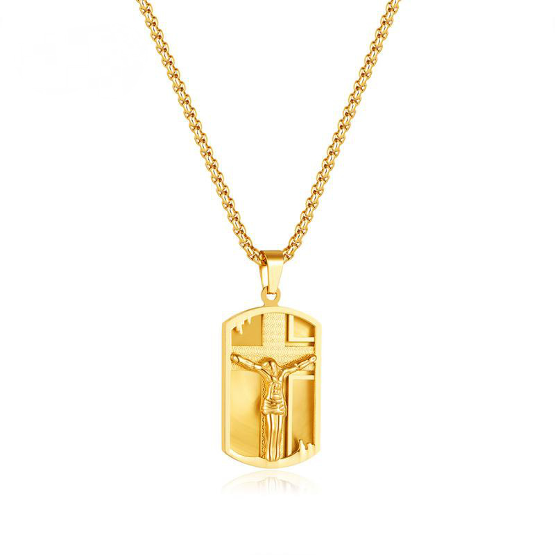 Collier avec pendentif en forme d'épée croisée en acier inoxydable