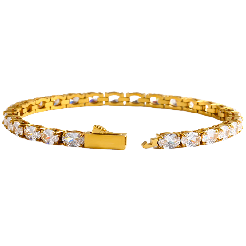 4x6mm Oval Cubic Zirconia Tennis Bracelet
