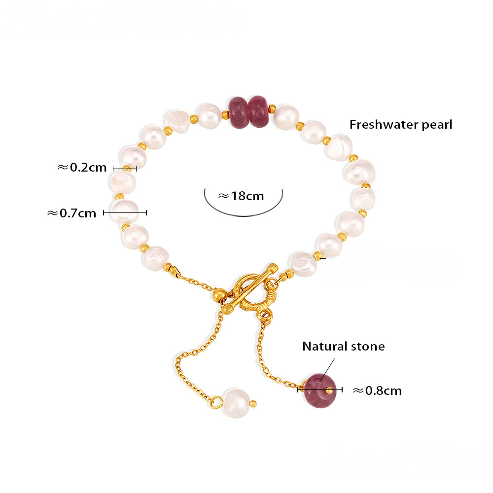 Tassel Natural Stone Pendant Freshwater Pearl OT Buckle Bracelet