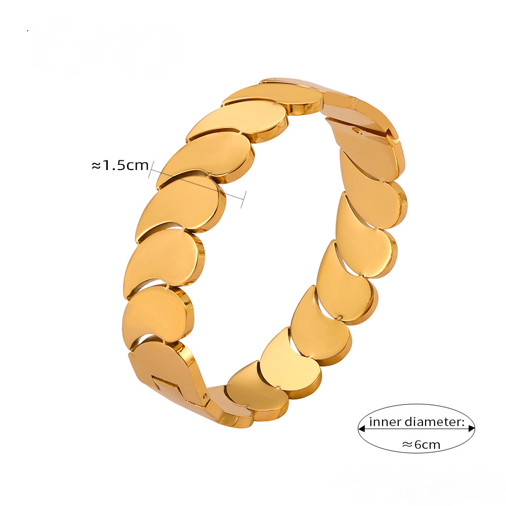 Simple Polished Water Drop Stitching Stainless Steel Bracelet