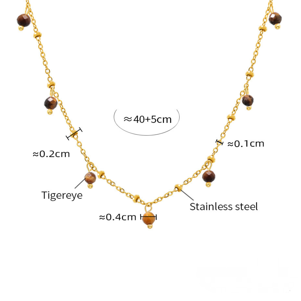 Stainless Steel Beaded Charm Necklace