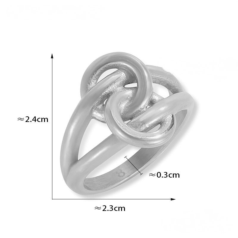 Double Layer Line Hollow Design Stainless Steel Ring