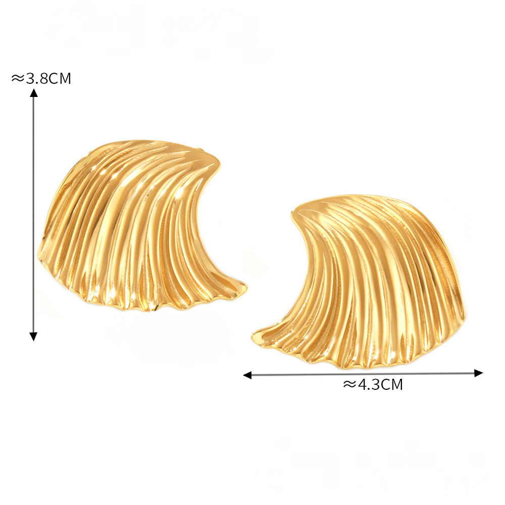 Stainless Steel Wave Shell Stud Earrings