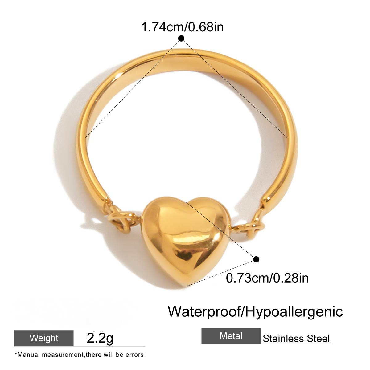Stainless Steel Polished Heart-shaped Ring
