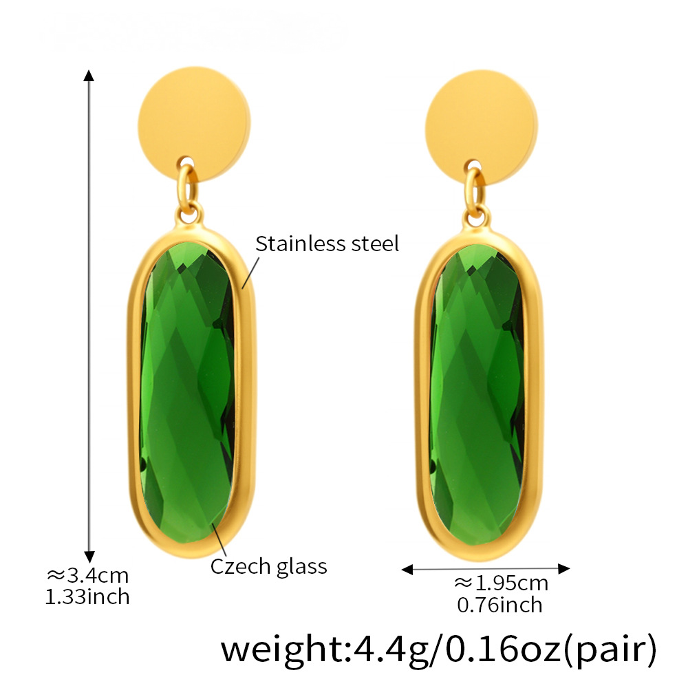 18K Gold PVD Disc Cut Glass Stud Earrings