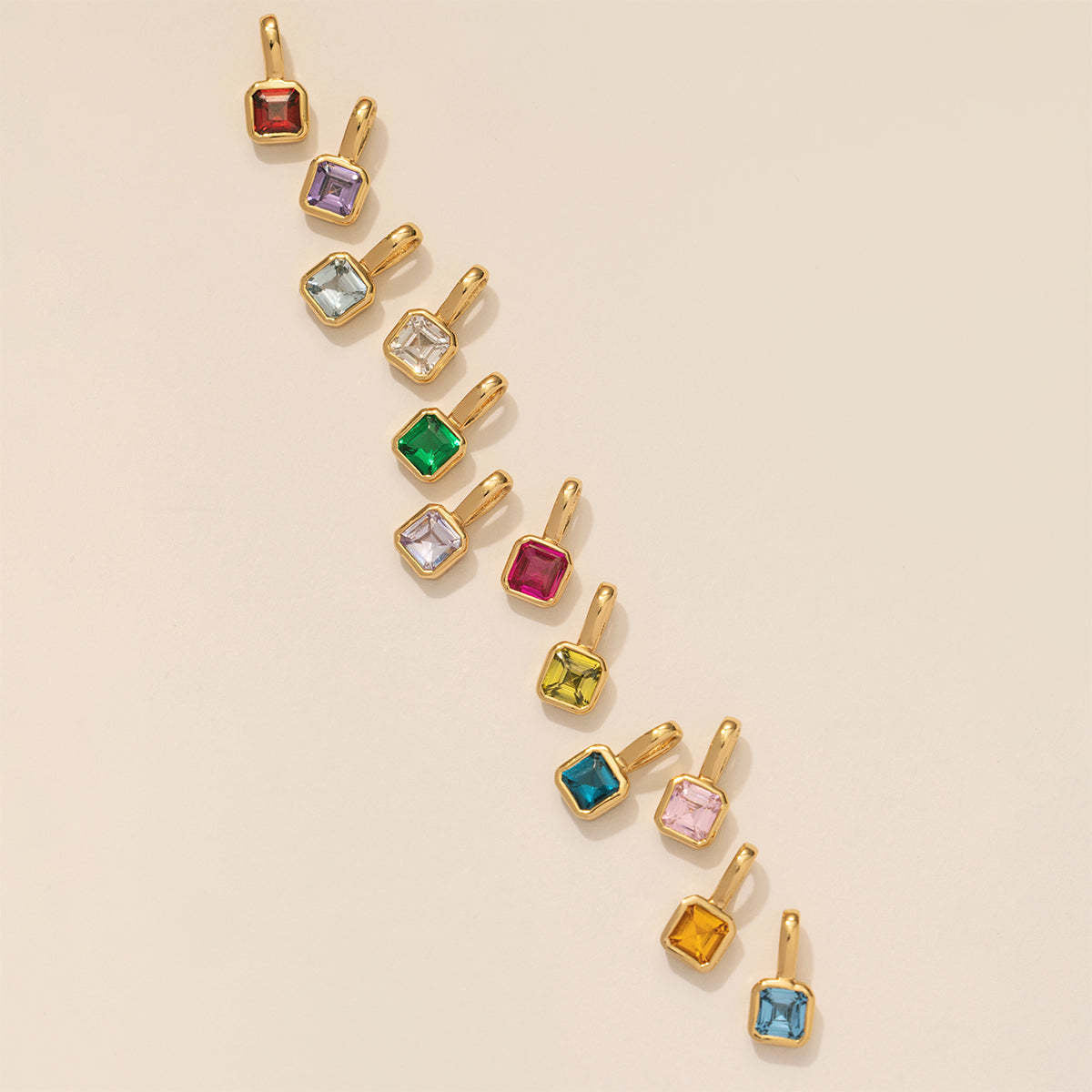 Stainless Steel Square Birthstone Pendant
