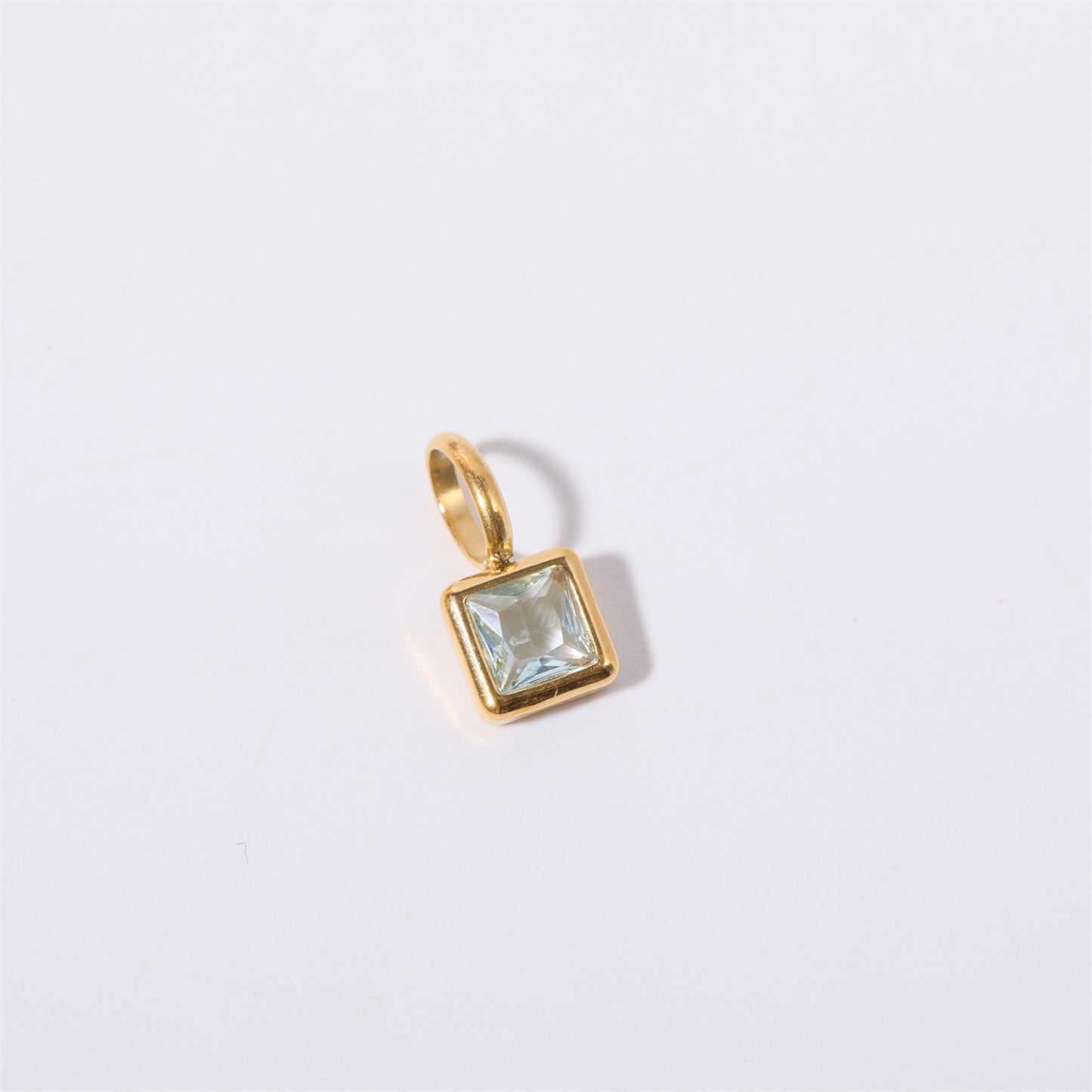 Stainless Steel Square Birthstone Pendant