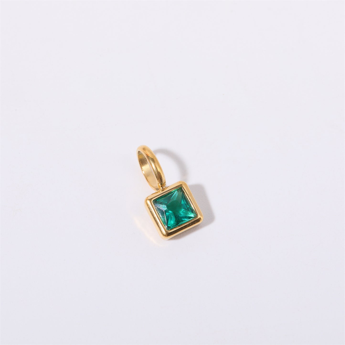 Stainless Steel Square Birthstone Pendant