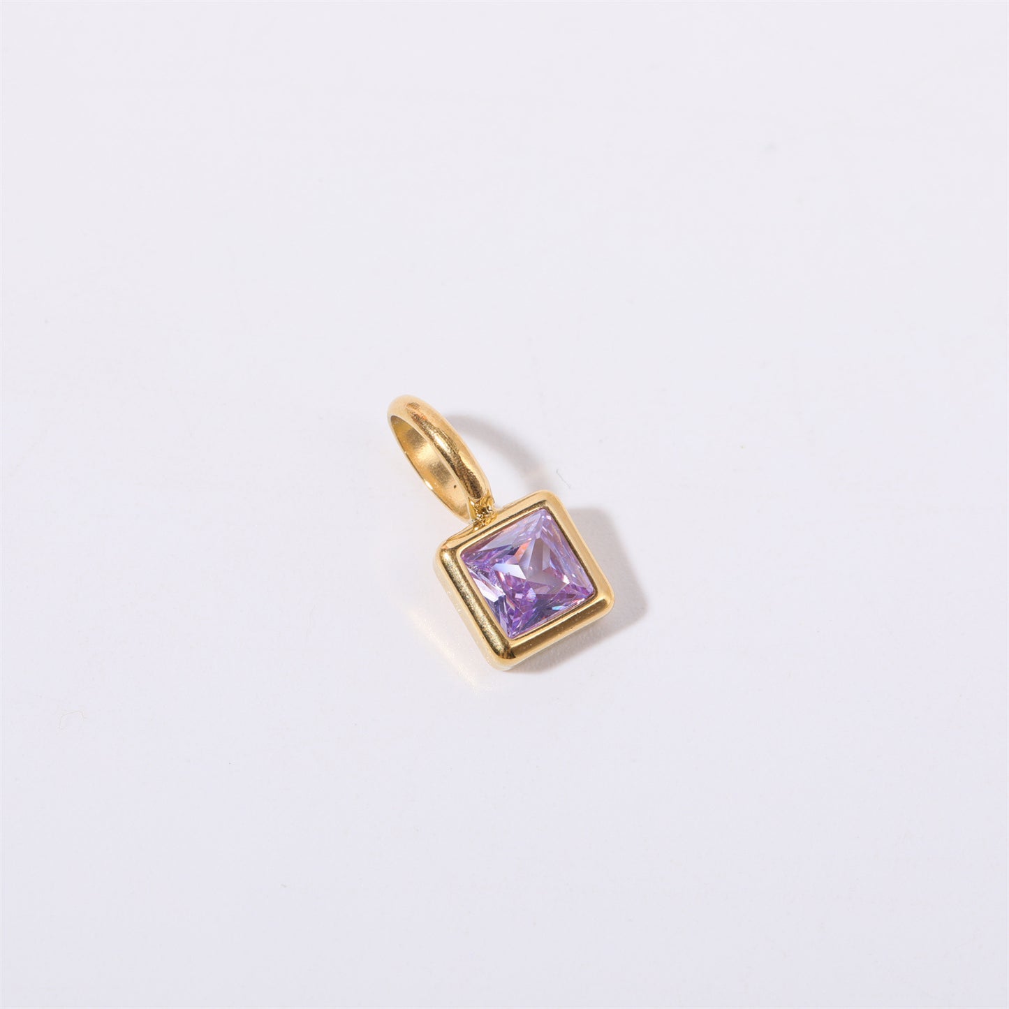 Stainless Steel Square Birthstone Pendant