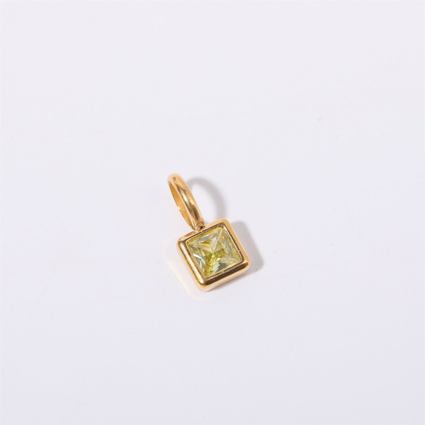 Stainless Steel Square Birthstone Pendant