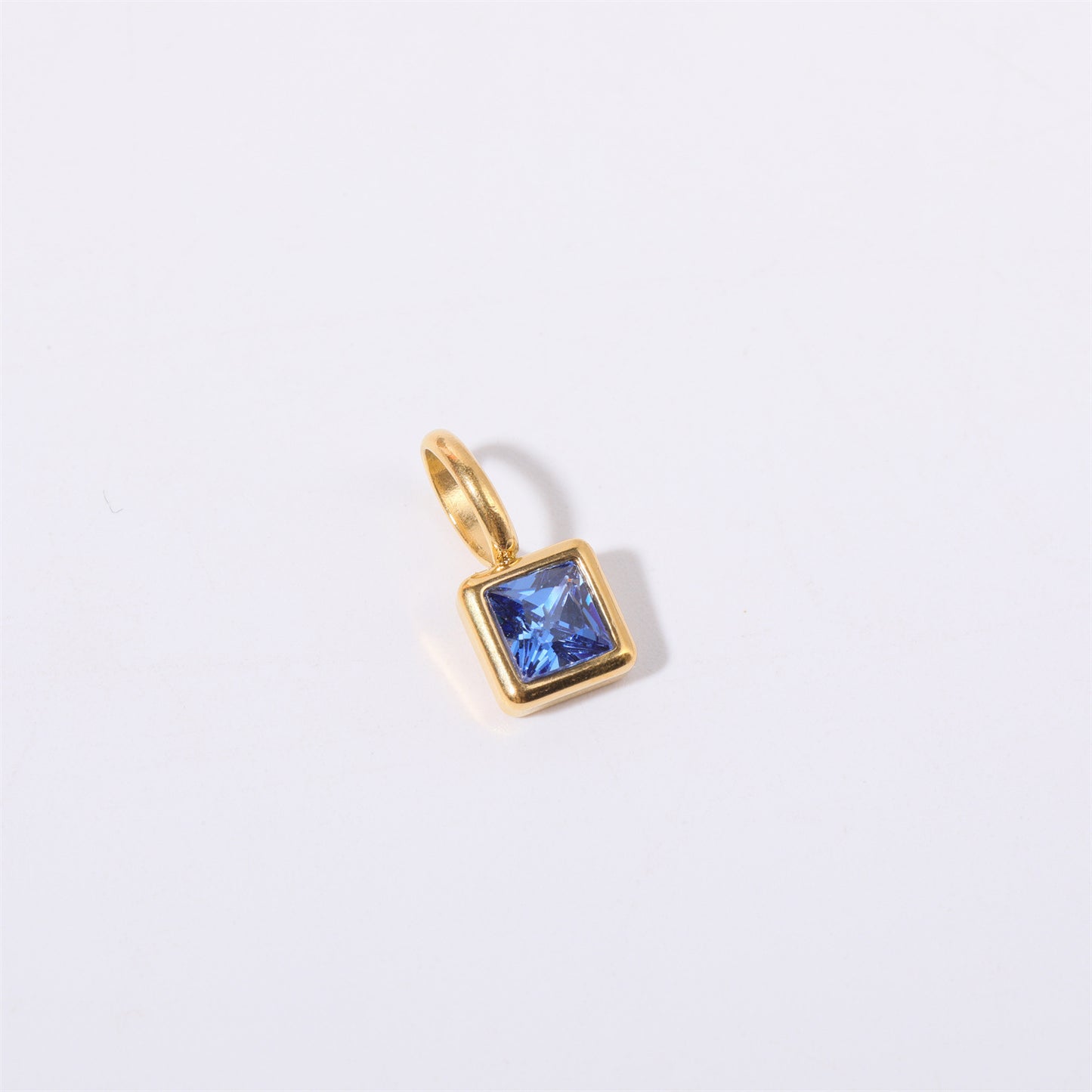 Stainless Steel Square Birthstone Pendant